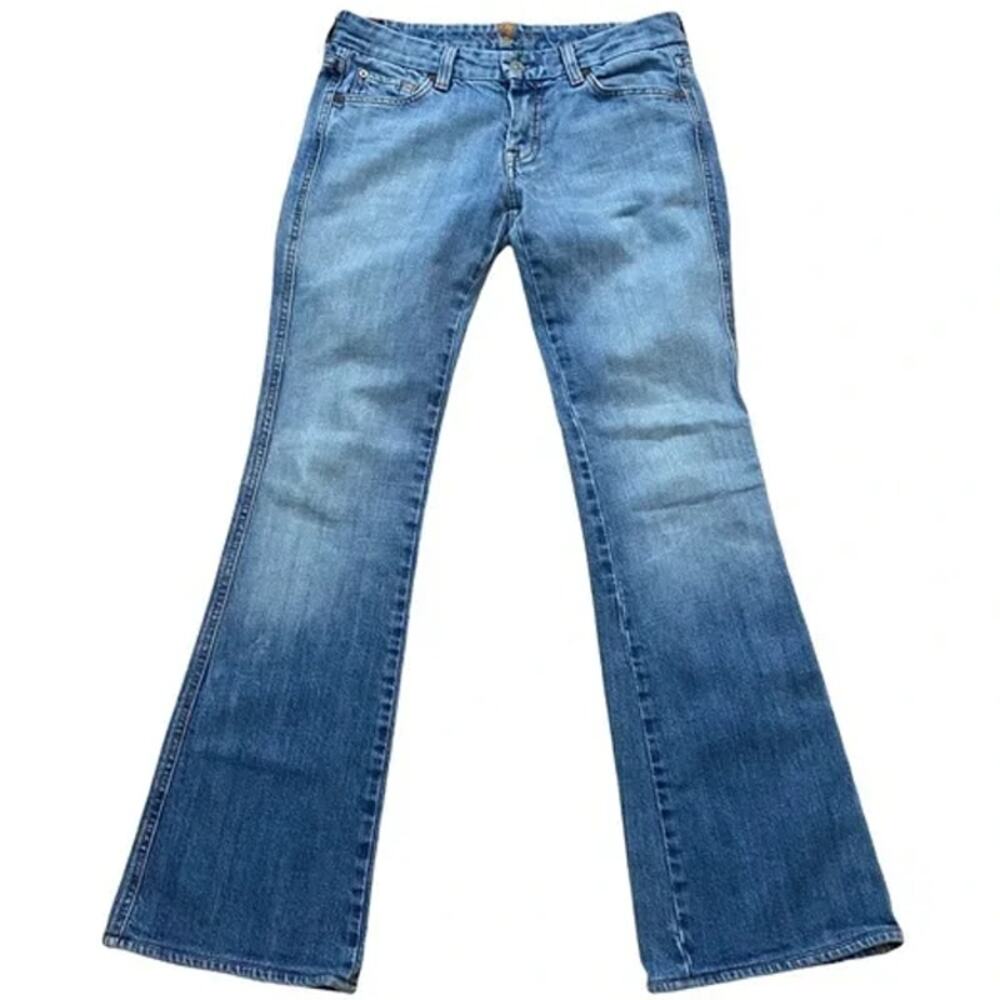 7 FAM Mankind A Pocket Design Boot Cut Flare Light Blue Wash Denim Jeans 27 - Picture 8 of 8